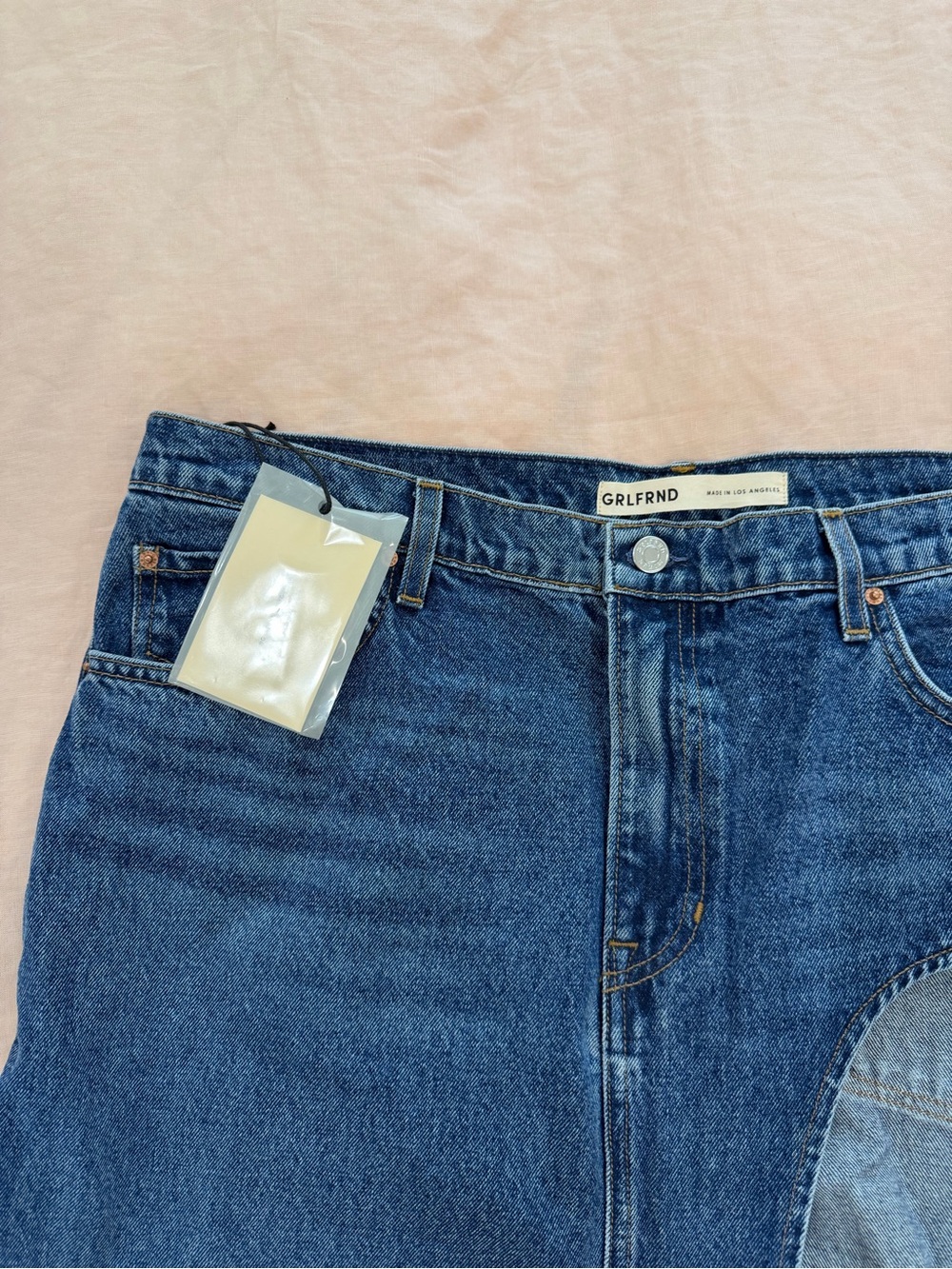 GRLFRND Medium Blue Denim Skirt with Button Front
